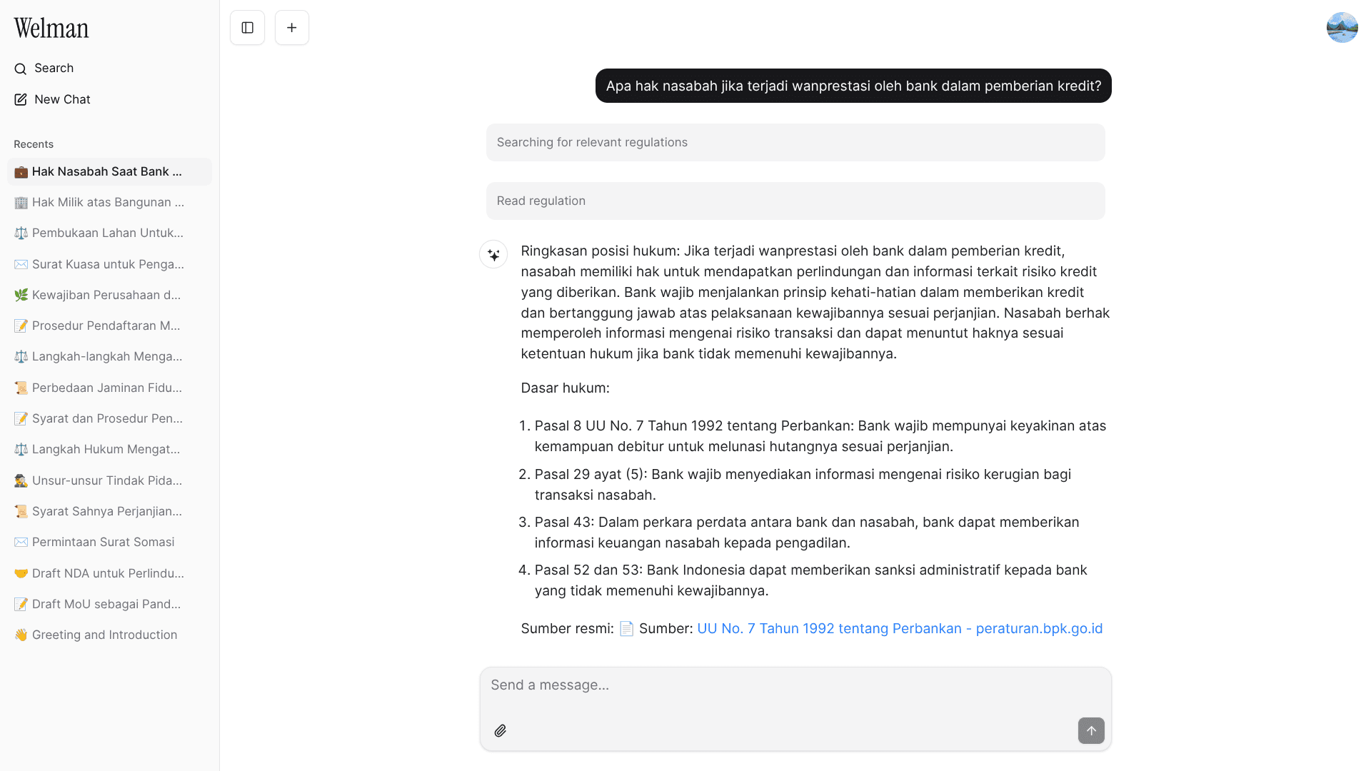 Welman AI Legal Platform Desktop Application Screenshot